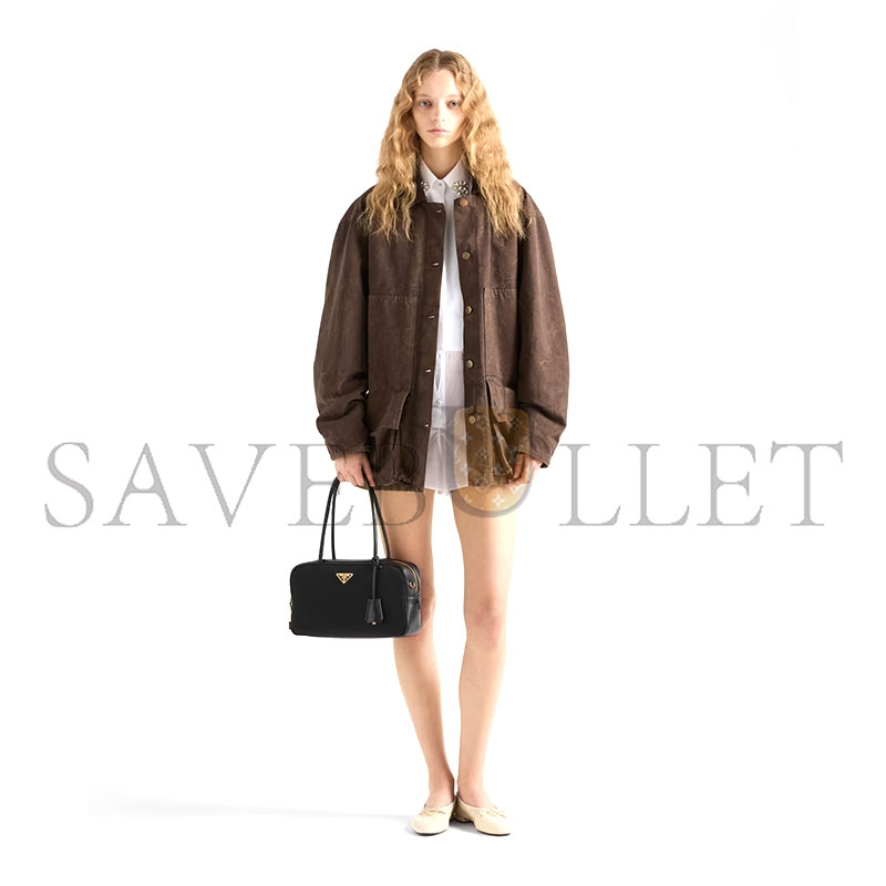 Pra*a re-nylon and leather medium top-handle bag with padlock 1bb132 (30*17.5*10cm)